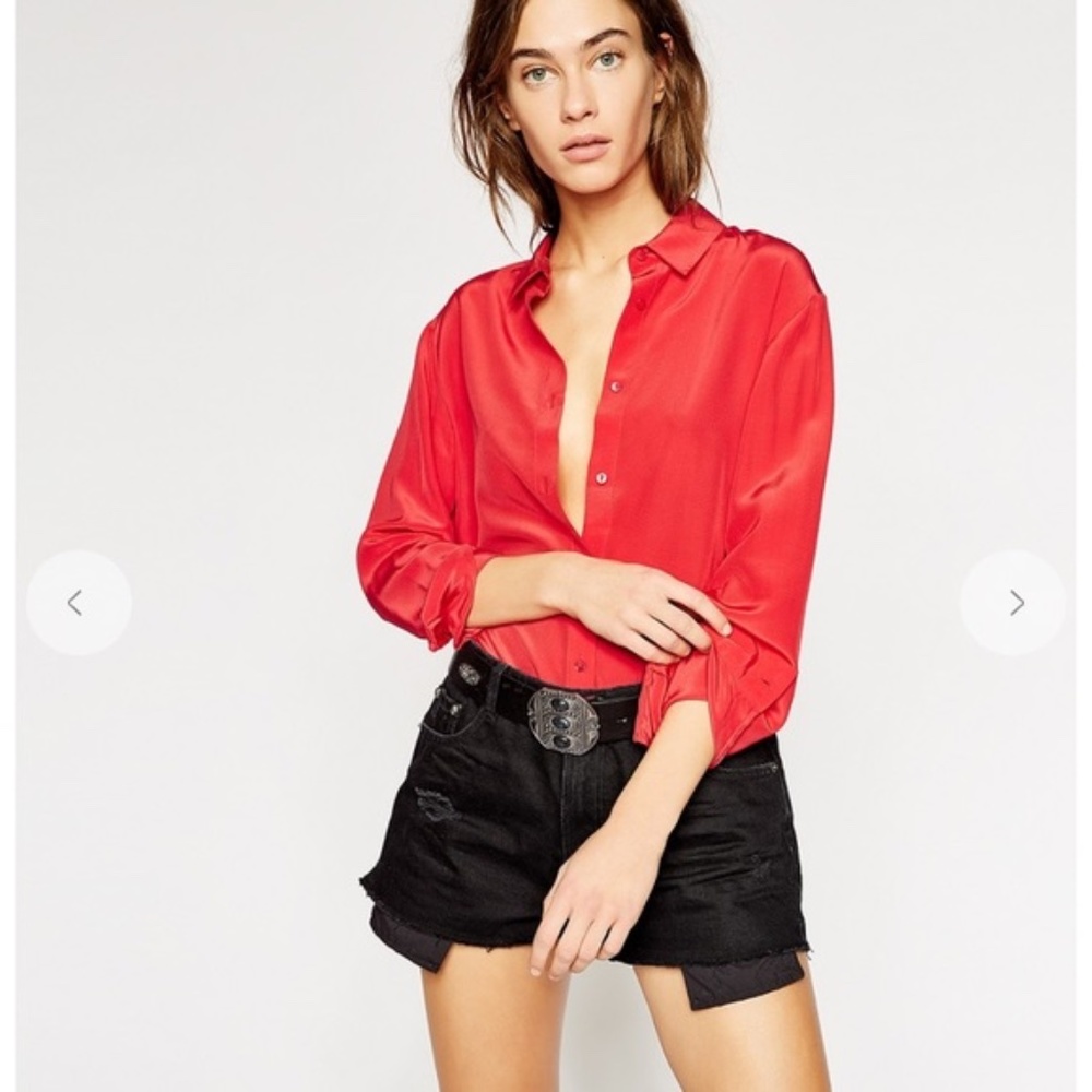 The Kooples white silk Button-Front Bodysuit